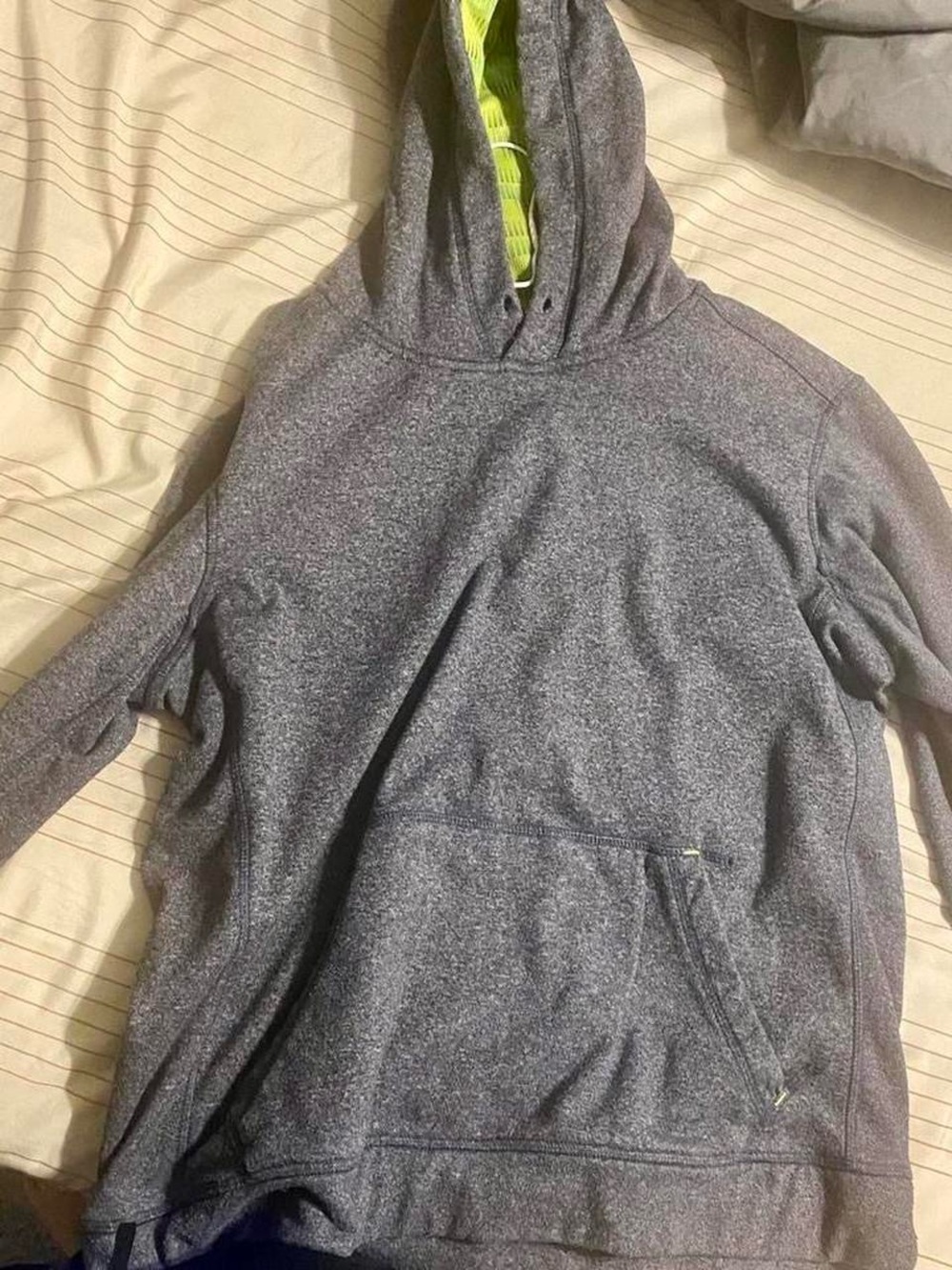 Layer 8 Men's Heather Gray Crewneck Hoodie with Neon Liner
